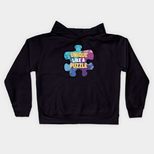 Unique like a puzzle -  Autism awareness Kids Hoodie